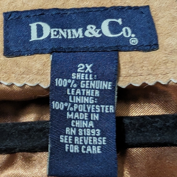 Denim & Co. Tan Suede Coat with flowers sz.2X - Picture 3 of 6